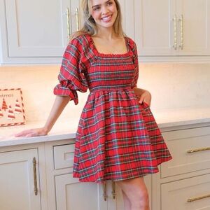 Christmas Red Plaid Mini Dress